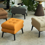 Modern Luxury Pet-Friendly Low Stool with Scratch-Resistant Leather & Pine Wood — Rounded Square Design for Living Room