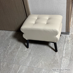 Modern Luxury Pet-Friendly Low Stool with Scratch-Resistant Leather & Pine Wood — Rounded Square Design for Living Room