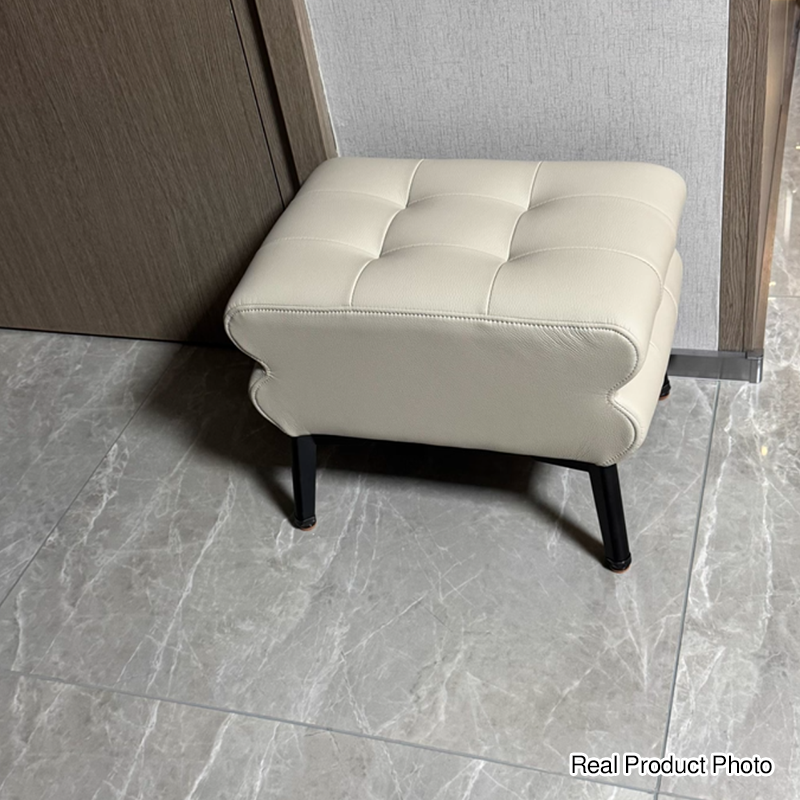 Modern Luxury Pet-Friendly Low Stool with Scratch-Resistant Leather & Pine Wood — Rounded Square Design for Living Room