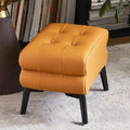 Modern Luxury Pet-Friendly Low Stool with Scratch-Resistant Leather & Pine Wood — Rounded Square Design for Living Room