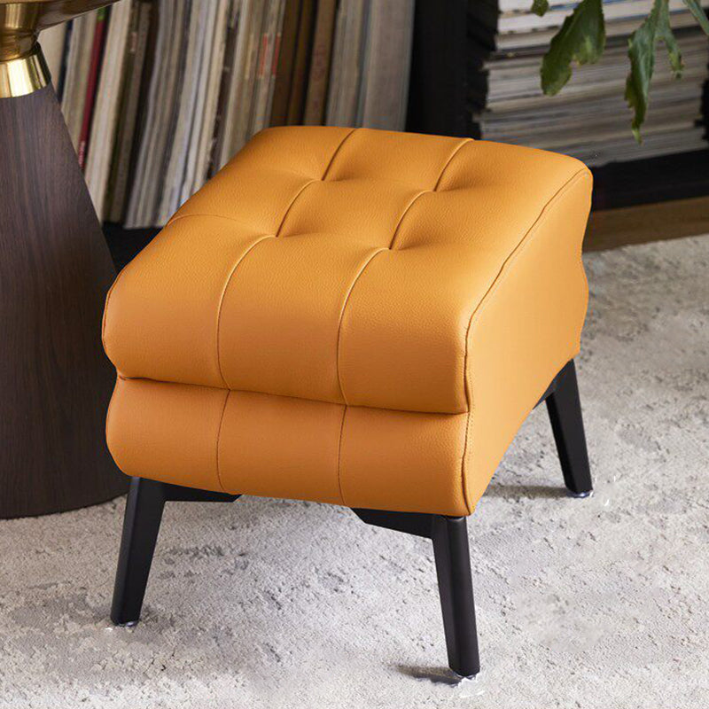 Modern Luxury Pet-Friendly Low Stool with Scratch-Resistant Leather & Pine Wood — Rounded Square Design for Living Room