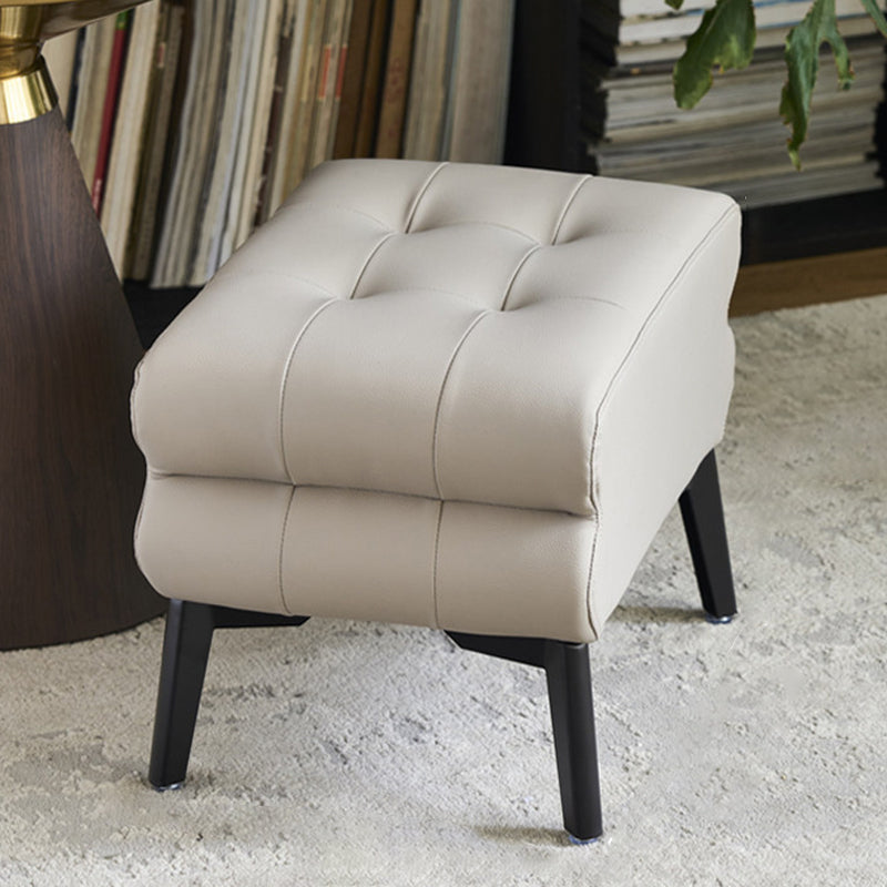Modern Luxury Pet-Friendly Low Stool with Scratch-Resistant Leather & Pine Wood — Rounded Square Design for Living Room