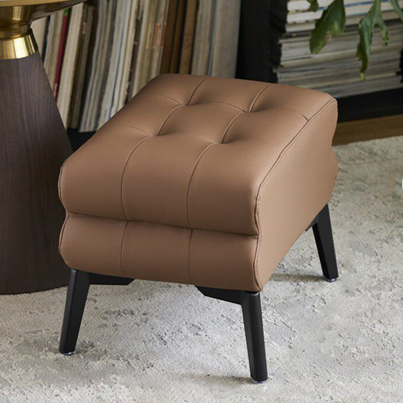 Modern Luxury Pet-Friendly Low Stool with Scratch-Resistant Leather & Pine Wood — Rounded Square Design for Living Room