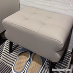 Modern Luxury Pet-Friendly Low Stool with Scratch-Resistant Leather & Pine Wood — Rounded Square Design for Living Room