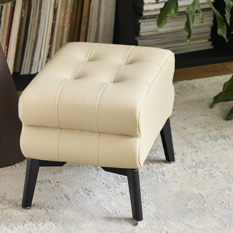 Modern Luxury Pet-Friendly Low Stool with Scratch-Resistant Leather & Pine Wood — Rounded Square Design for Living Room