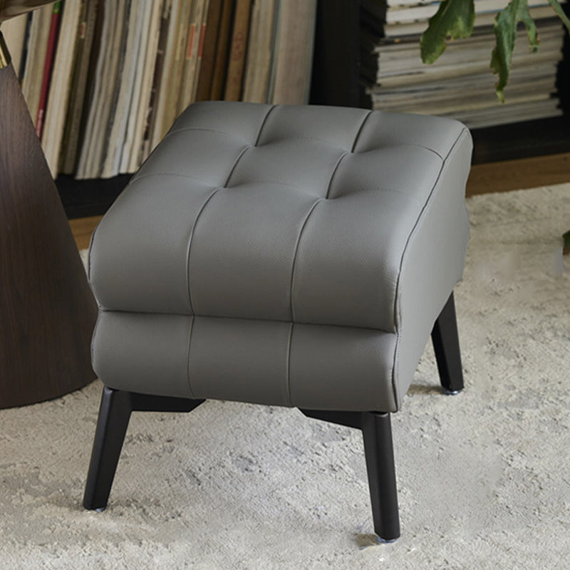 Modern Luxury Pet-Friendly Low Stool with Scratch-Resistant Leather & Pine Wood — Rounded Square Design for Living Room