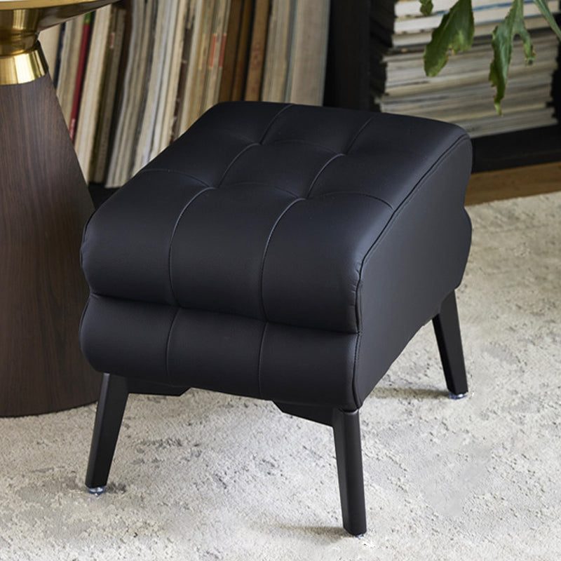 Modern Luxury Pet-Friendly Low Stool with Scratch-Resistant Leather & Pine Wood — Rounded Square Design for Living Room