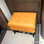 Modern Luxury Pet-Friendly Low Stool with Scratch-Resistant Leather & Pine Wood — Rounded Square Design for Living Room