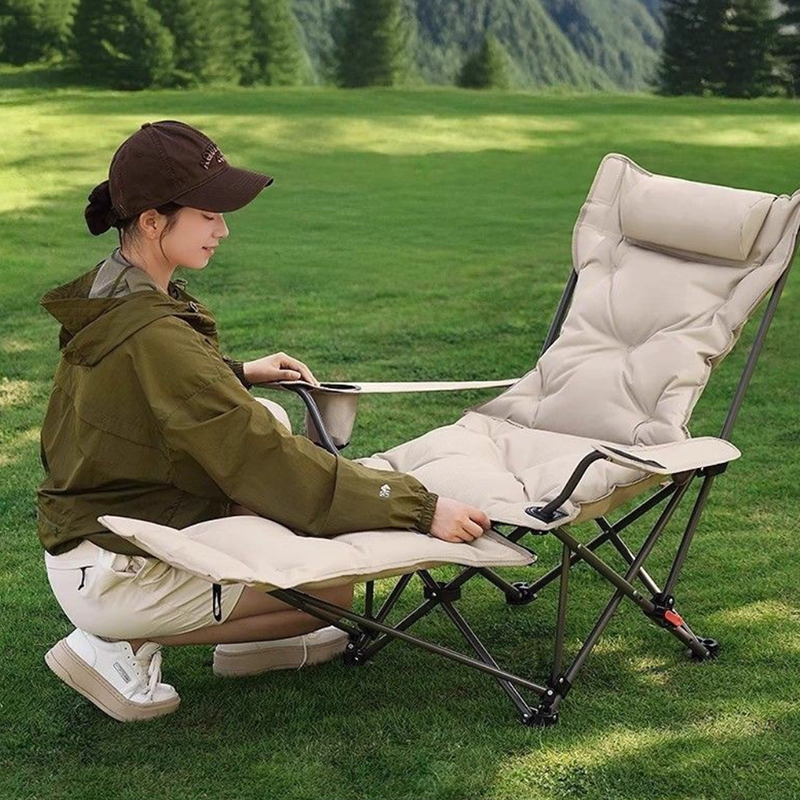 Modern Minimalist Foldable Rectangular Reclining Lounge Chair – Oxford Fabric, Carbon Steel Frame, Portable Outdoor Patio Chair