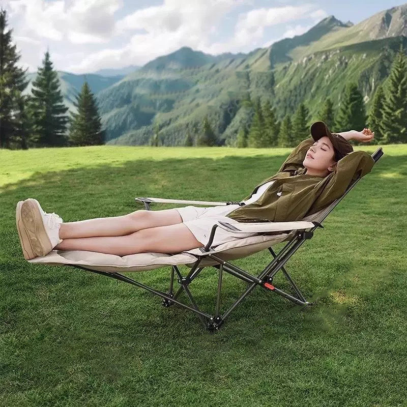 Modern Minimalist Foldable Rectangular Reclining Lounge Chair – Oxford Fabric, Carbon Steel Frame, Portable Outdoor Patio Chair