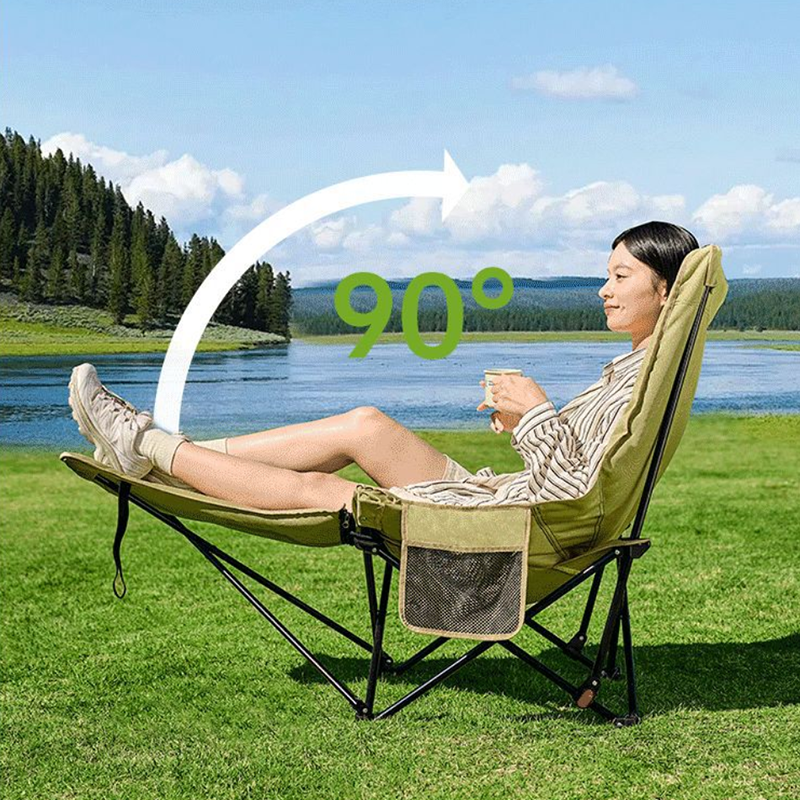 Modern Minimalist Oxford Fabric Rectangular Folding Recliner Chair – Portable Outdoor Patio Lounge
