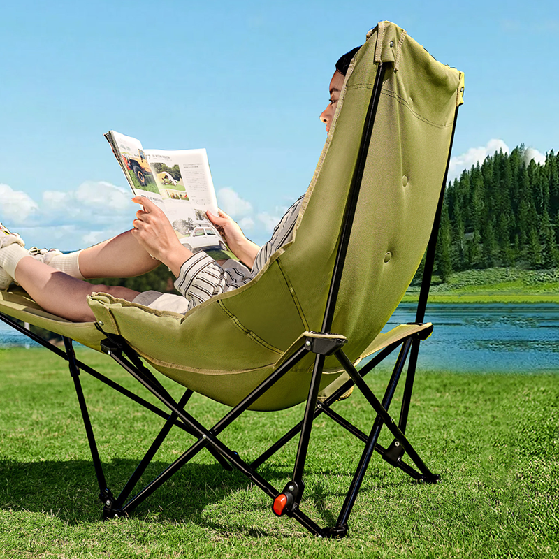Modern Minimalist Oxford Fabric Rectangular Folding Recliner Chair – Portable Outdoor Patio Lounge
