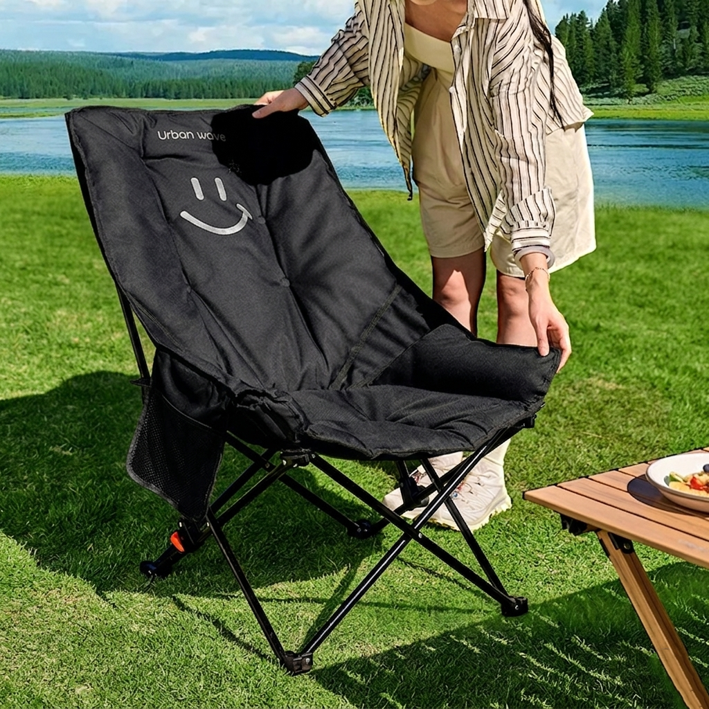 Modern Minimalist Oxford Fabric Rectangular Folding Recliner Chair – Portable Outdoor Patio Lounge