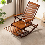 Tumbona reclinable plegable rectangular hueca tradicional china de bambú con reposabrazos para sala de estar