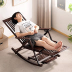Tumbona reclinable plegable rectangular hueca tradicional china de bambú con reposabrazos para sala de estar