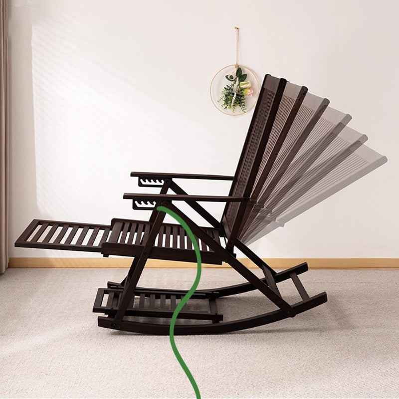Tumbona reclinable plegable rectangular hueca tradicional china de bambú con reposabrazos para sala de estar