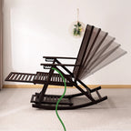Tumbona reclinable plegable rectangular hueca tradicional china de bambú con reposabrazos para sala de estar