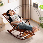 Tumbona reclinable plegable rectangular hueca tradicional china de bambú con reposabrazos para sala de estar