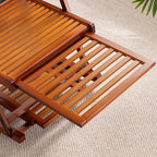 Tumbona reclinable plegable rectangular hueca tradicional china de bambú con reposabrazos para sala de estar