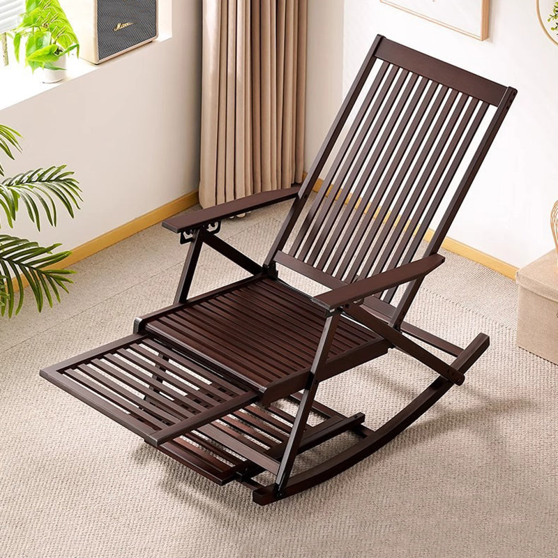 Tumbona reclinable plegable rectangular hueca tradicional china de bambú con reposabrazos para sala de estar