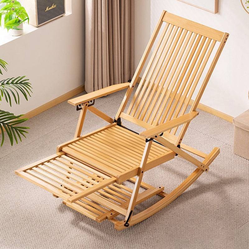 Tumbona reclinable plegable rectangular hueca tradicional china de bambú con reposabrazos para sala de estar
