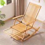 Tumbona reclinable plegable rectangular hueca tradicional china de bambú con reposabrazos para sala de estar