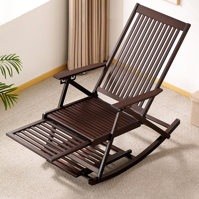 Tumbona reclinable plegable rectangular hueca tradicional china de bambú con reposabrazos para sala de estar