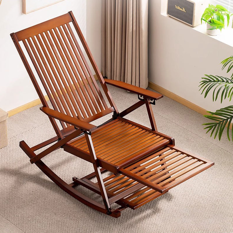Tumbona reclinable plegable rectangular hueca tradicional china de bambú con reposabrazos para sala de estar