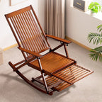 Tumbona reclinable plegable rectangular hueca tradicional china de bambú con reposabrazos para sala de estar