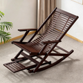 Tumbona reclinable plegable rectangular hueca tradicional china de bambú con reposabrazos para sala de estar