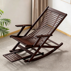 Tumbona reclinable plegable rectangular hueca tradicional china de bambú con reposabrazos para sala de estar