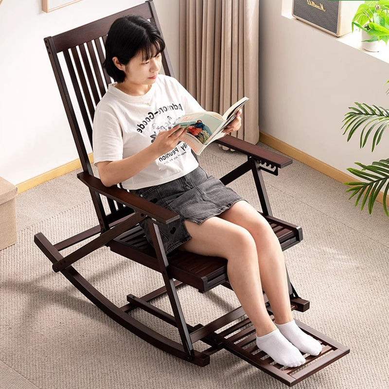 Tumbona reclinable plegable rectangular hueca tradicional china de bambú con reposabrazos para sala de estar