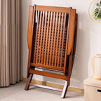 Tumbona reclinable plegable rectangular hueca tradicional china de bambú con reposabrazos para sala de estar