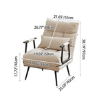 Modern Minimalist Tech-Fabric Folding Recliner Lounge Chair — Cylindrical & Rectangular Steel Frame, Leather Accents, Backrest & Armrests, Cat-Scratch Resistant, for Living Room