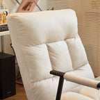Modern Minimalist Tech-Fabric Folding Recliner Lounge Chair — Cylindrical & Rectangular Steel Frame, Leather Accents, Backrest & Armrests, Cat-Scratch Resistant, for Living Room