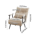 Modern Minimalist Tech-Fabric Folding Recliner Lounge Chair — Cylindrical & Rectangular Steel Frame, Leather Accents, Backrest & Armrests, Cat-Scratch Resistant, for Living Room