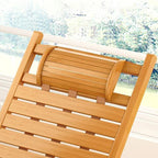 Elegant Traditional Chinese Bamboo Hollow Rectangular Folding Recliner Lounge Chair with Backrest and Armrests for Living Room or Balcony