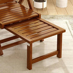 Elegant Traditional Chinese Bamboo Hollow Rectangular Folding Recliner Lounge Chair with Backrest and Armrests for Living Room or Balcony