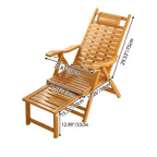 Elegant Traditional Chinese Bamboo Hollow Rectangular Folding Recliner Lounge Chair with Backrest and Armrests for Living Room or Balcony