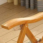 Elegant Traditional Chinese Bamboo Hollow Rectangular Folding Recliner Lounge Chair with Backrest and Armrests for Living Room or Balcony
