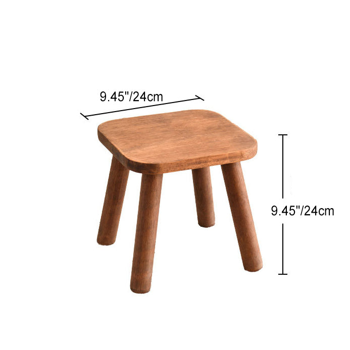 Sleek Modern Minimalist Square Rubberwood Low Stool for Living Room – Compact, Versatile Seating