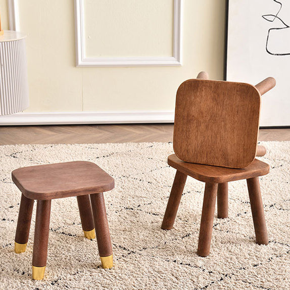 Sleek Modern Minimalist Square Rubberwood Low Stool for Living Room – Compact, Versatile Seating