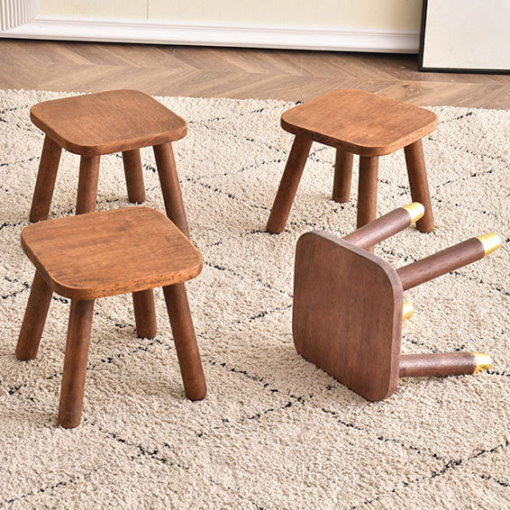 Sleek Modern Minimalist Square Rubberwood Low Stool for Living Room – Compact, Versatile Seating