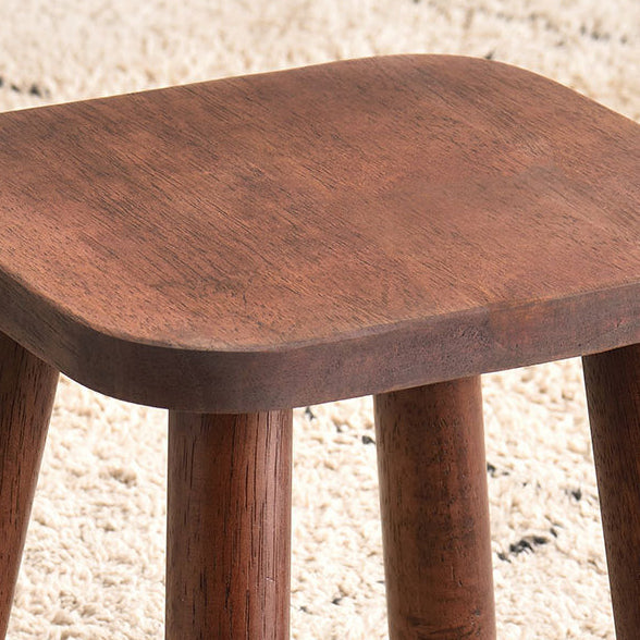 Sleek Modern Minimalist Square Rubberwood Low Stool for Living Room – Compact, Versatile Seating