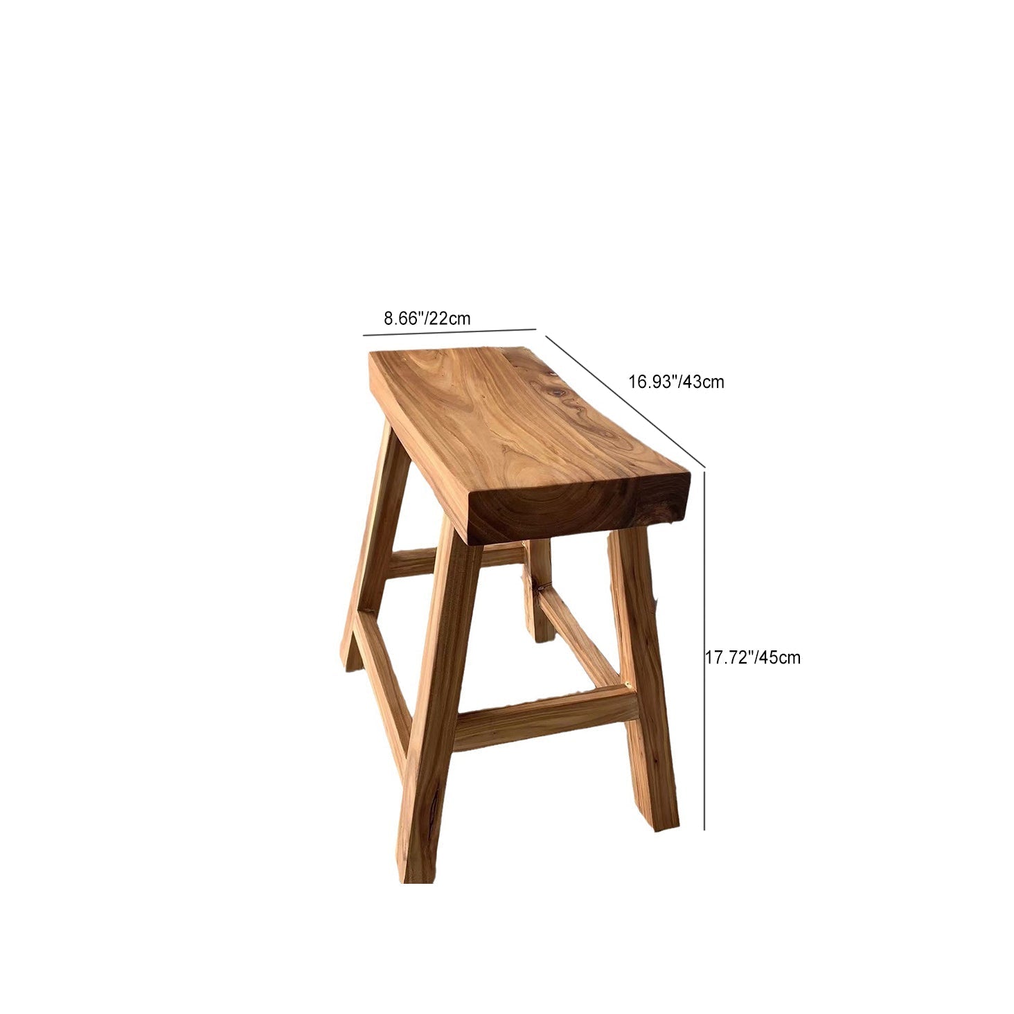 Sleek Rectangular Wood Low Stool with Modern Minimalist Design for Living Room