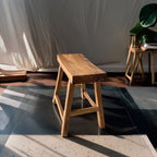 Sleek Rectangular Wood Low Stool with Modern Minimalist Design for Living Room