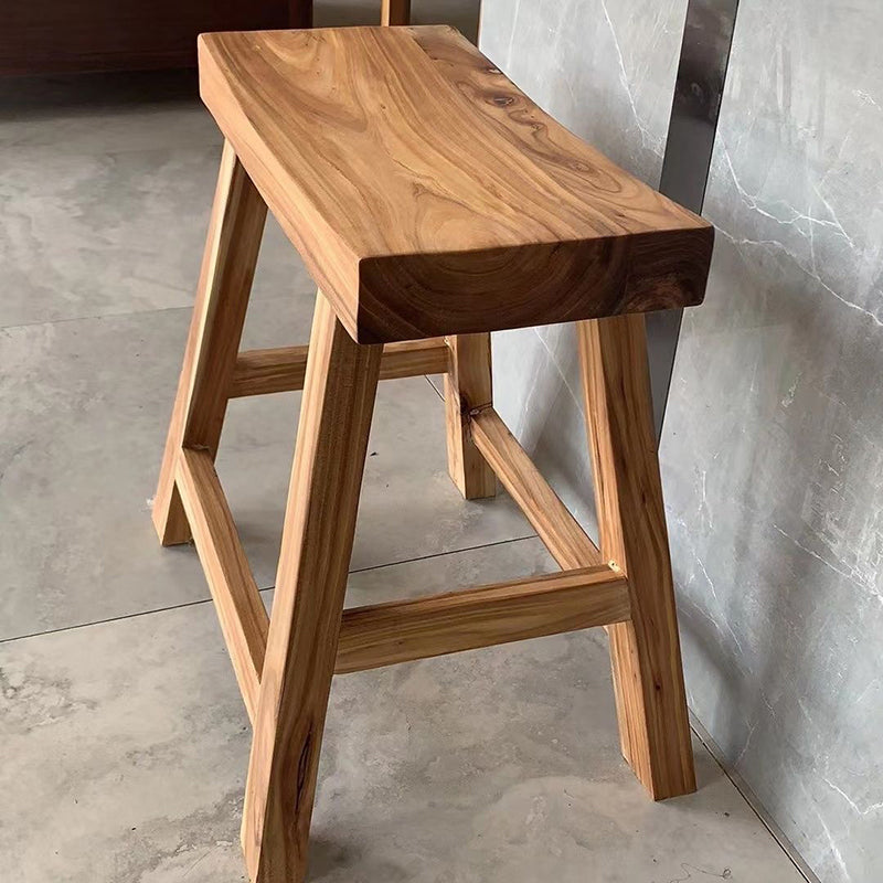 Sleek Rectangular Wood Low Stool with Modern Minimalist Design for Living Room