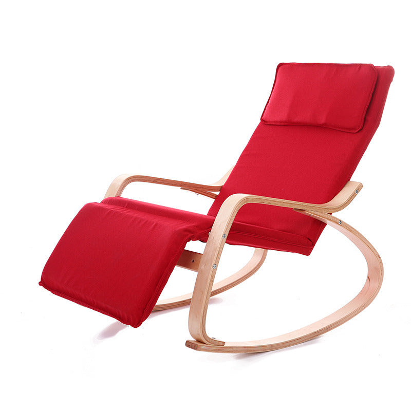 Modern Simplicity Adjustable Linen Wood Rocking Recliner with Square Backrest for Bedroom