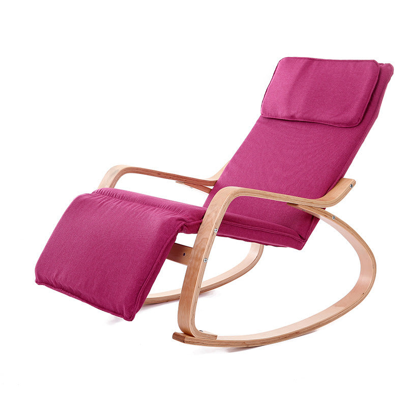 Modern Simplicity Adjustable Linen Wood Rocking Recliner with Square Backrest for Bedroom