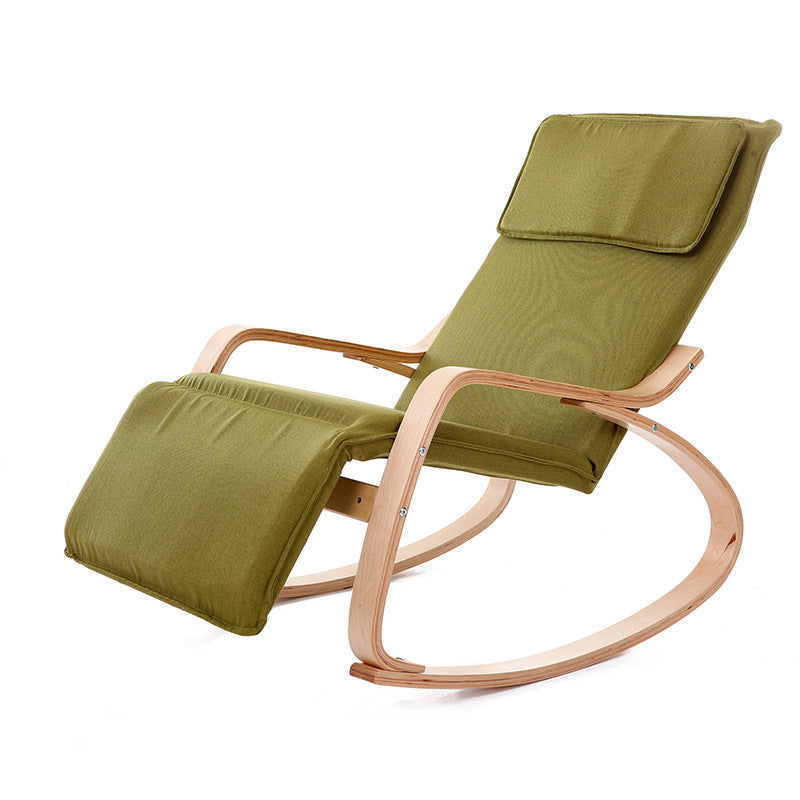 Modern Simplicity Adjustable Linen Wood Rocking Recliner with Square Backrest for Bedroom